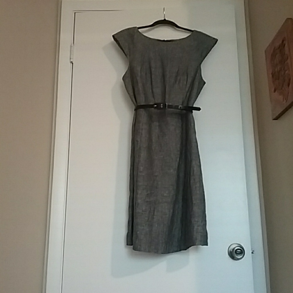Navy stitch linen dress